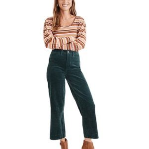Madewell Slim Emmett Wide-Leg Corduroy Crop Smoky Spruce Pants Size 27